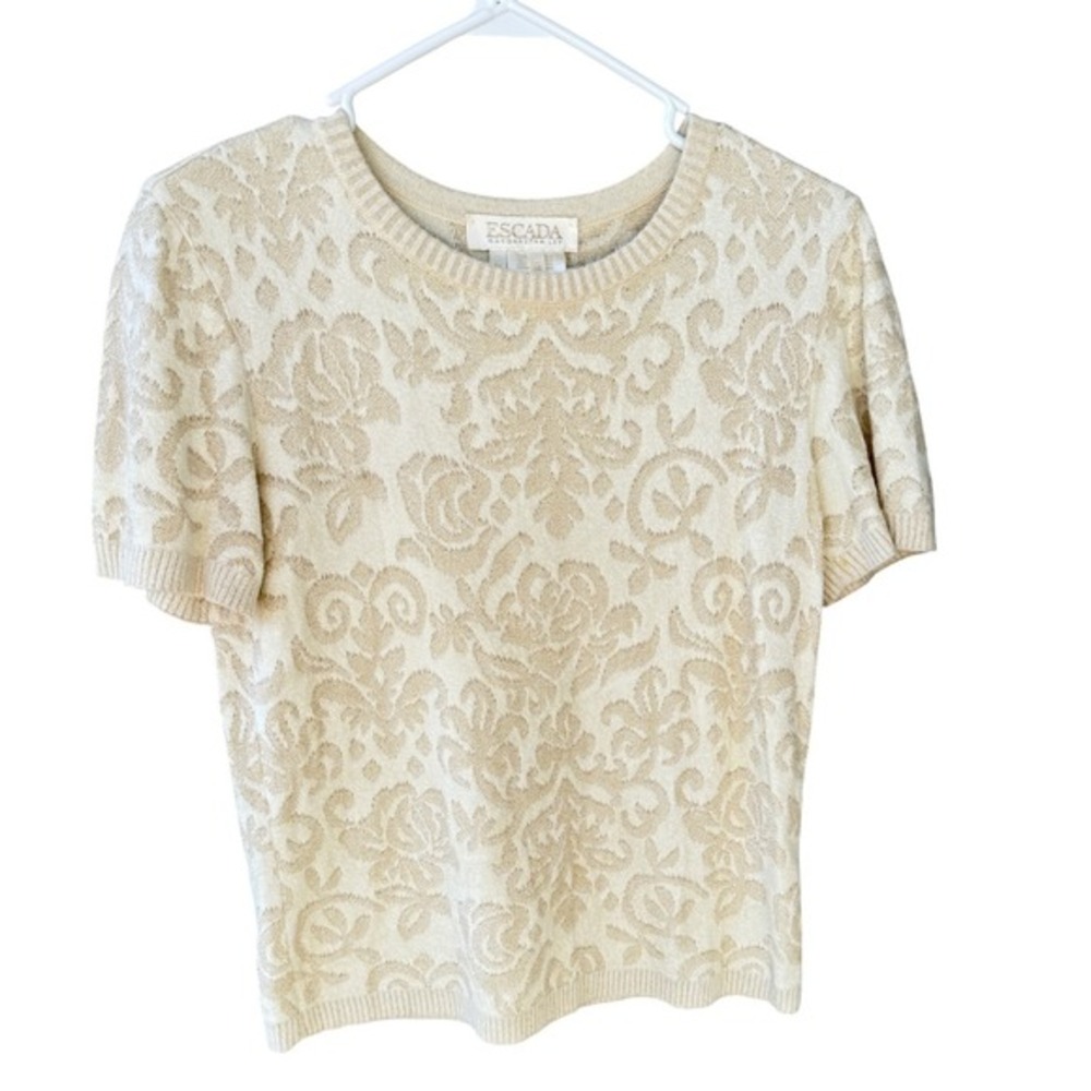 ESCADA short sleeve jacquard knit‎ sweater